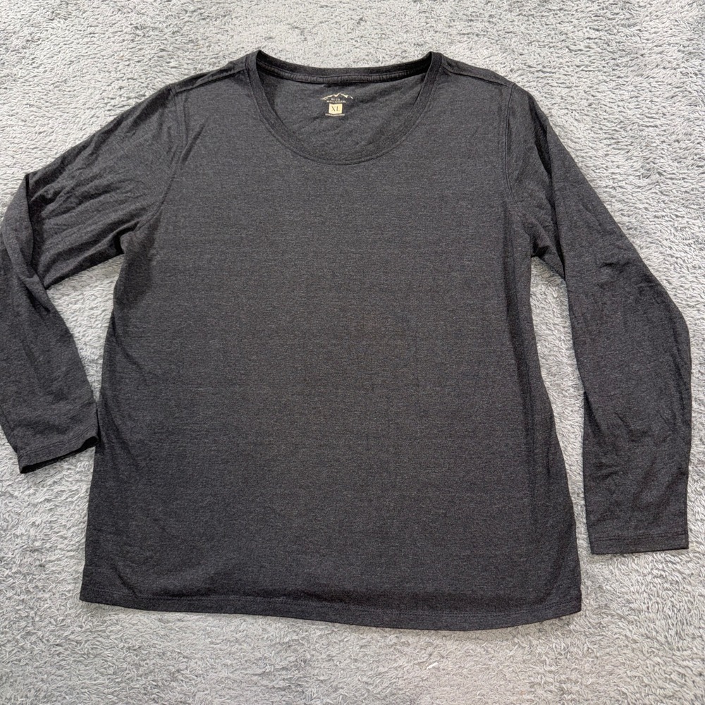Blue Mountain Womens XL Charcoal Gray Heather Long Sleeve Scoop Neck Top T-Shirt